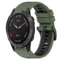 For Garmin Fenix 6 Pro GPS 22mm Sports Two-Color Silicone Watch Band(Olive Green+Black)