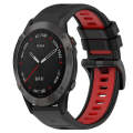 For Garmin Fenix 6 Pro GPS 22mm Sports Two-Color Silicone Watch Band(Black+Red)