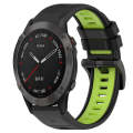 For Garmin Fenix 6 Pro GPS 22mm Sports Two-Color Silicone Watch Band(Black+Lime Green)