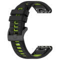 For Garmin Fenix 6 Pro GPS 22mm Sports Two-Color Silicone Watch Band(Black+Lime Green)