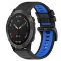 For Garmin Fenix 6 Sapphire GPS 22mm Sports Two-Color Silicone Watch Band(Black+Blue)