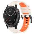 For Garmin Fenix 6 Sapphire GPS 22mm Sports Two-Color Silicone Watch Band(Starlight+Orange)