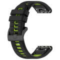 For Garmin Fenix 5 22mm Sports Two-Color Silicone Watch Band(Black+Lime Green)