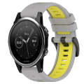For Garmin Fenix 5 22mm Sports Two-Color Silicone Watch Band(Grey+Yellow)
