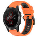 For Garmin Fenix 5 Plus 22mm Sports Two-Color Silicone Watch Band(Orange+Black)