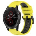 For Garmin Fenix 5 Plus 22mm Sports Two-Color Silicone Watch Band(Yellow+Black)