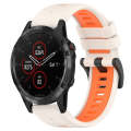 For Garmin Fenix 5 Plus 22mm Sports Two-Color Silicone Watch Band(Starlight+Orange)