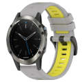 For Garmin Quatix 5 22mm Sports Two-Color Silicone Watch Band(Grey+Yellow)