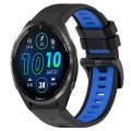 For Garmin Forerunner 965 22mm Sports Two-Color Silicone Watch Band(Black+Blue)