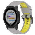 For Garmin Forerunner 945 22mm Sports Two-Color Silicone Watch Band(Grey+Yellow)