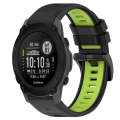 For Garmin Descent G1 22mm Sports Two-Color Silicone Watch Band(Black+Lime Green)
