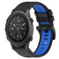 For Garmin MARQ Commander 22mm Sports Two-Color Silicone Watch Band(Black+Blue)