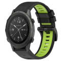 For Garmin MARQ Commander 22mm Sports Two-Color Silicone Watch Band(Black+Lime Green)