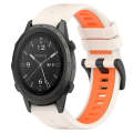 For Garmin MARQ Commander 22mm Sports Two-Color Silicone Watch Band(Starlight+Orange)