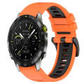 For Garmin MARQ Athlete 22mm Sports Two-Color Silicone Watch Band(Orange+Black)