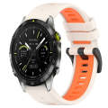For Garmin MARQ Athlete 22mm Sports Two-Color Silicone Watch Band(Starlight+Orange)