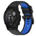 For Garmin Descent G1 Solar 22mm Sports Two-Color Silicone Watch Band(Black+Blue)