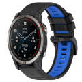 For Garmin Quatix 7 Pro 22mm Sports Two-Color Silicone Watch Band(Black+Blue)
