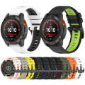 For Garmin Fenix 6 Sapphire GPS 22mm Sports Two-Color Silicone Watch Band(Black+Lime Green)
