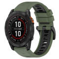 For Garmin Fenix 7S Pro 42mm 20mm Sports Two-Color Silicone Watch Band(Olive Green+Black)