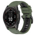 For Garmin Fenix 7S 20mm Sports Two-Color Silicone Watch Band(Olive Green+Black)