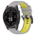 For Garmin Fenix 7S 20mm Sports Two-Color Silicone Watch Band(Grey+Yellow)