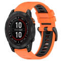 For Garmin Fenix 7S Solar 20mm Sports Two-Color Silicone Watch Band(Orange+Black)