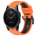 For Garmin Fenix 5S 20mm Sports Two-Color Silicone Watch Band(Orange+Black)