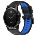 For Garmin Fenix 5S 20mm Sports Two-Color Silicone Watch Band(Black+Blue)