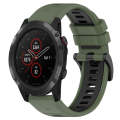 For Garmin Fenix 5S Plus 20mm Sports Two-Color Silicone Watch Band(Olive Green+Black)