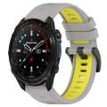 For Garmin Descent Mk3i 43mm 20mm Sports Two-Color Silicone Watch Band(Grey+Yellow)