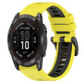 For Garmin Fenix 7X Pro 51mm 26mm Sports Two-Color Silicone Watch Band(Yellow+Black)