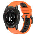For Garmin Epix Pro 51mm 26mm Sports Two-Color Silicone Watch Band(Orange+Black)