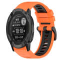 For Garmin Instinct 2X Solar 26mm Sports Two-Color Silicone Watch Band(Orange+Black)