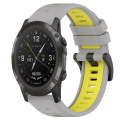 For Garmin D2 Delta PX 26mm Sports Two-Color Silicone Watch Band(Grey+Yellow)