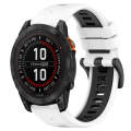 For Garmin Fenix 7X 26mm Sports Two-Color Silicone Watch Band(White+Black)