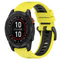 For Garmin Fenix 7X 26mm Sports Two-Color Silicone Watch Band(Yellow+Black)
