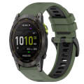 For Garmin Enduro 2 26mm Sports Two-Color Silicone Watch Band(Olive Green+Black)