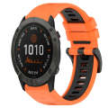 For Garmin Fenix 6X 26mm Sports Two-Color Silicone Watch Band(Orange+Black)