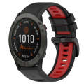 For Garmin Fenix 6X 26mm Sports Two-Color Silicone Watch Band(Black+Red)