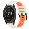 For Garmin Fenix 6X 26mm Sports Two-Color Silicone Watch Band(Starlight+Orange)