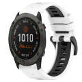 For Garmin Fenix 6X Pro 26mm Sports Two-Color Silicone Watch Band(White+Black)