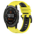 For Garmin Fenix 6X Pro 26mm Sports Two-Color Silicone Watch Band(Yellow+Black)