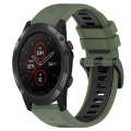 For Garmin Fenix 5X Plus 26mm Sports Two-Color Silicone Watch Band(Olive Green+Black)