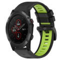 For Garmin Fenix 5X Plus 26mm Sports Two-Color Silicone Watch Band(Black+Lime Green)