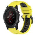 For Garmin Fenix 5X Plus 26mm Sports Two-Color Silicone Watch Band(Yellow+Black)