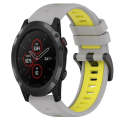 For Garmin Fenix 5X Plus 26mm Sports Two-Color Silicone Watch Band(Grey+Yellow)