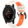 For Garmin Fenix 5X Plus 26mm Sports Two-Color Silicone Watch Band(Starlight+Orange)