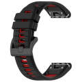 For Garmin Fenix 3 26mm Sports Two-Color Silicone Watch Band(Black+Red)