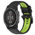 For Garmin Fenix 3 26mm Sports Two-Color Silicone Watch Band(Black+Lime Green)